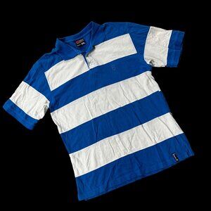 Vintage Southpole Polo Shirt 2XL Blue White Stripe Y2K 1990s Rugby Streetwear